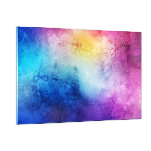 Glasbild - Bild auf glas - Abstrakte Komposition in Regenbogenfarben mit Aquarelleffekt - 120x80cm - Fast auf Wolke sieben - Moderne Wanddekoration für Wohnzimmer und Schlafzimmer ARTTOR