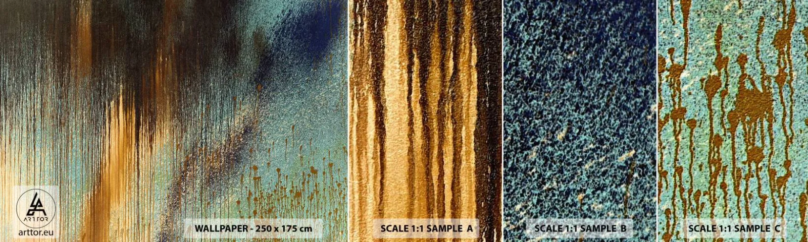 Fototapeten Muster Selbstklebend Deluxe Sticker - Eine nicht zufällige farbenfrohe Komposition - Abstraktion, Industriell, Malen - 100x30 cm