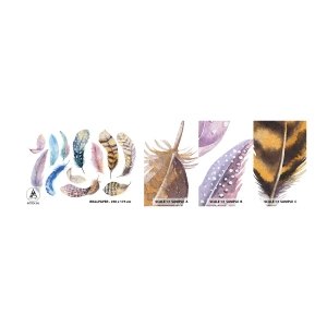 Fototapeten Muster Selbstklebend Deluxe Sticker - Hell, bunt und bunt - Vogelfedern, Vögel, Grafik - 100x30 cm