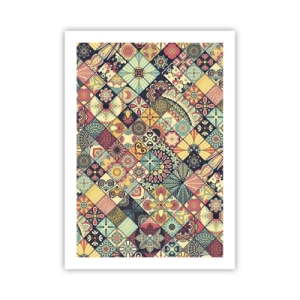 Poster - Buntes Muster im Mosaikstil - 50x70cm - marokkanische Atmosphäre - Moderne Wanddekoration für Wohnzimmer und Schlafzimmer ARTTOR