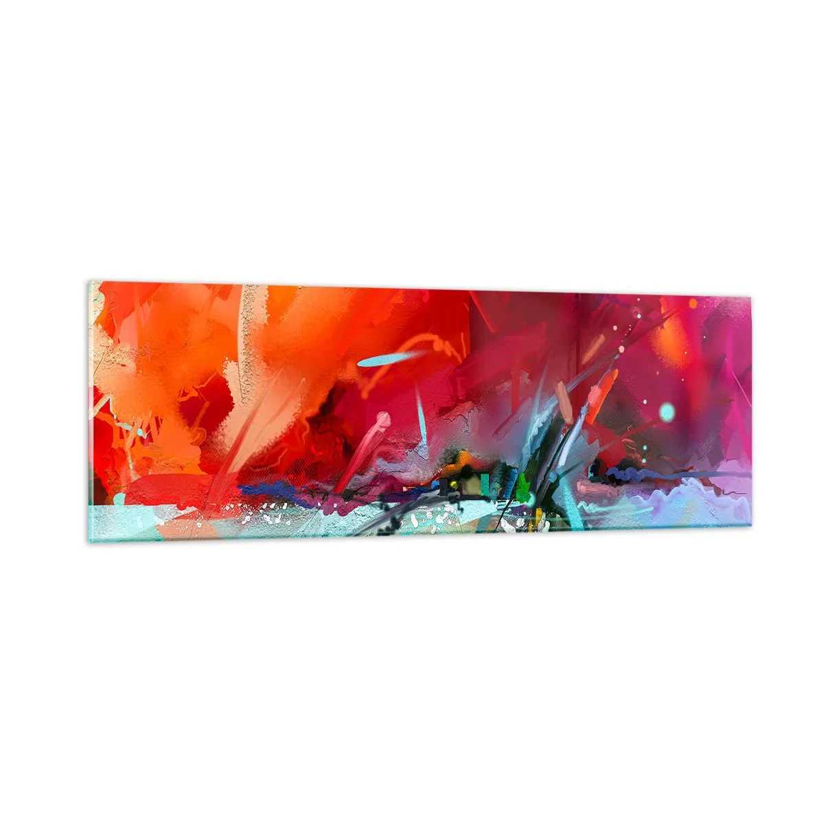 Glasbild - Bild auf glas - Eine Explosion von Lichtern und Farben - 90x30 cm