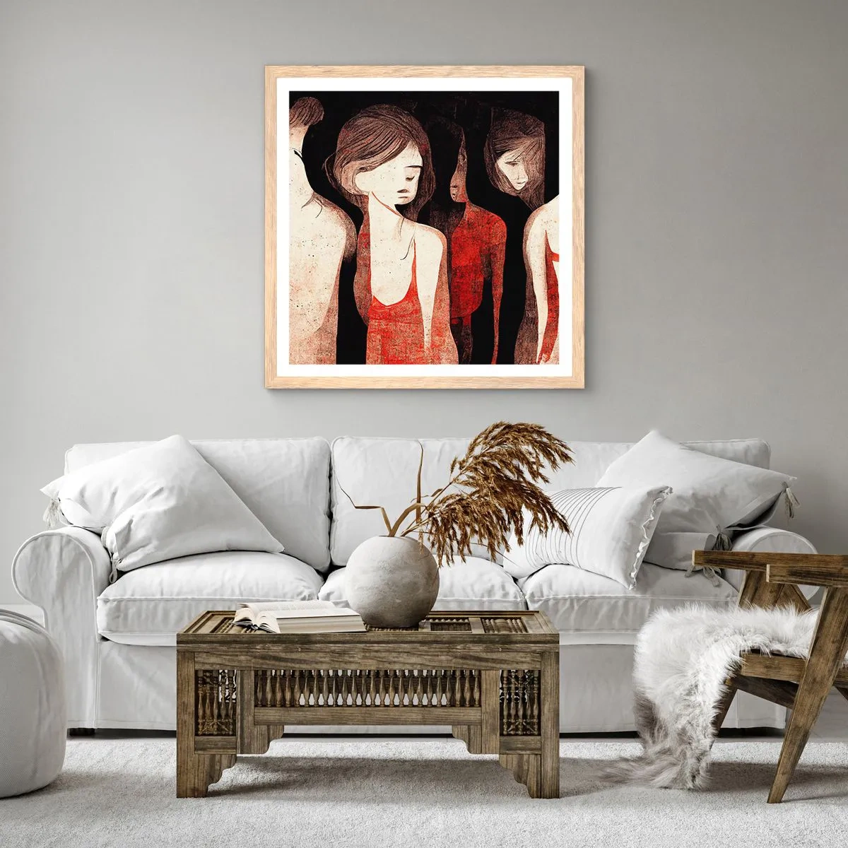Poster in einem Rahmen aus heller Eiche - Madonnen der Dunkelheit - 60x60 cm