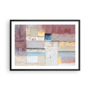 Poster in einem schwarzem Rahmen - Geometrische Komposition in Pastellfarben - 70x50cm - Ruhe der Geometrie - Moderne Wanddekoration für Wohnzimmer und Schlafzimmer ARTTOR