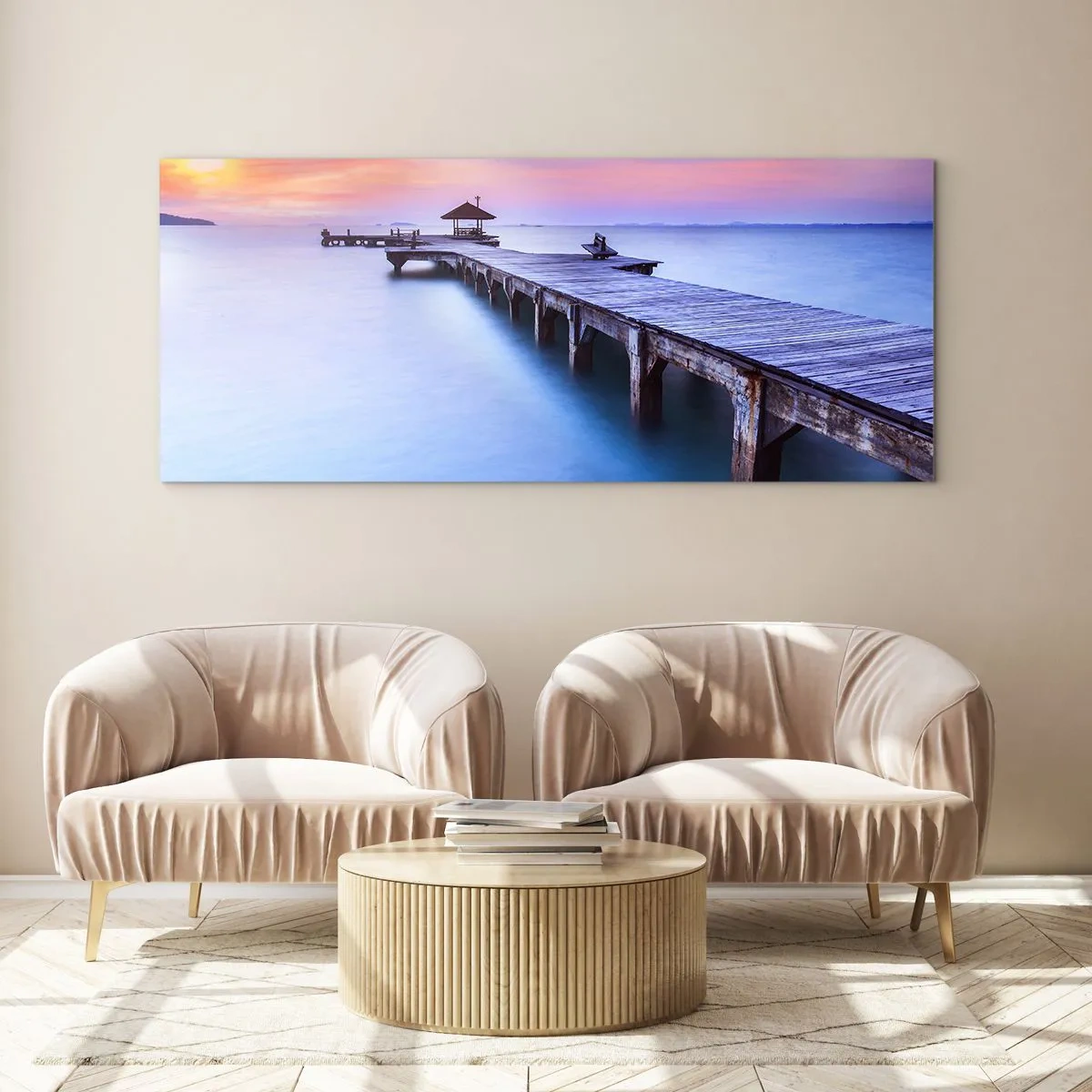 Glasbild - Bild auf glas - Ein Meer der Ruhe bis zum Horizont - 90x30 cm