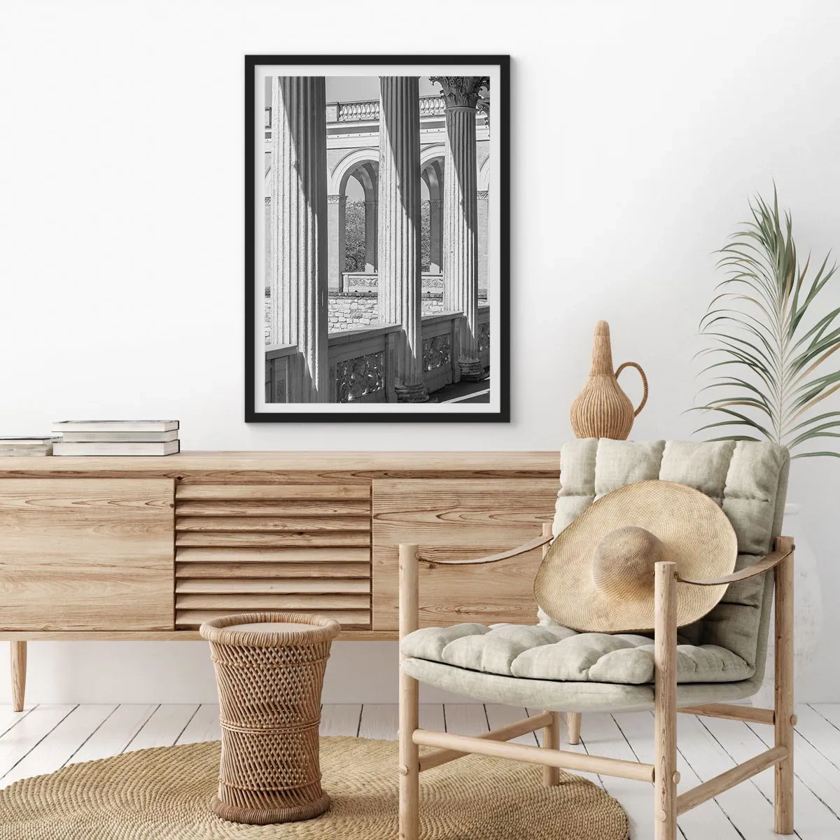 Poster in einem schwarzem Rahmen - Sonnige Arkade - 40x50 cm