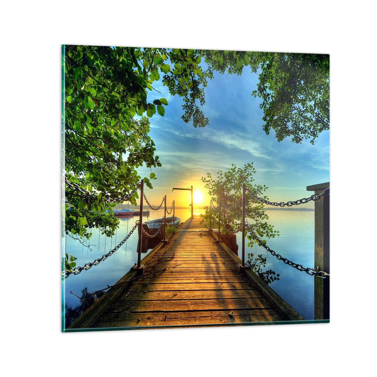 Glasbild - Bild auf glas - Westen auf dem Wasser - 50x50 cm