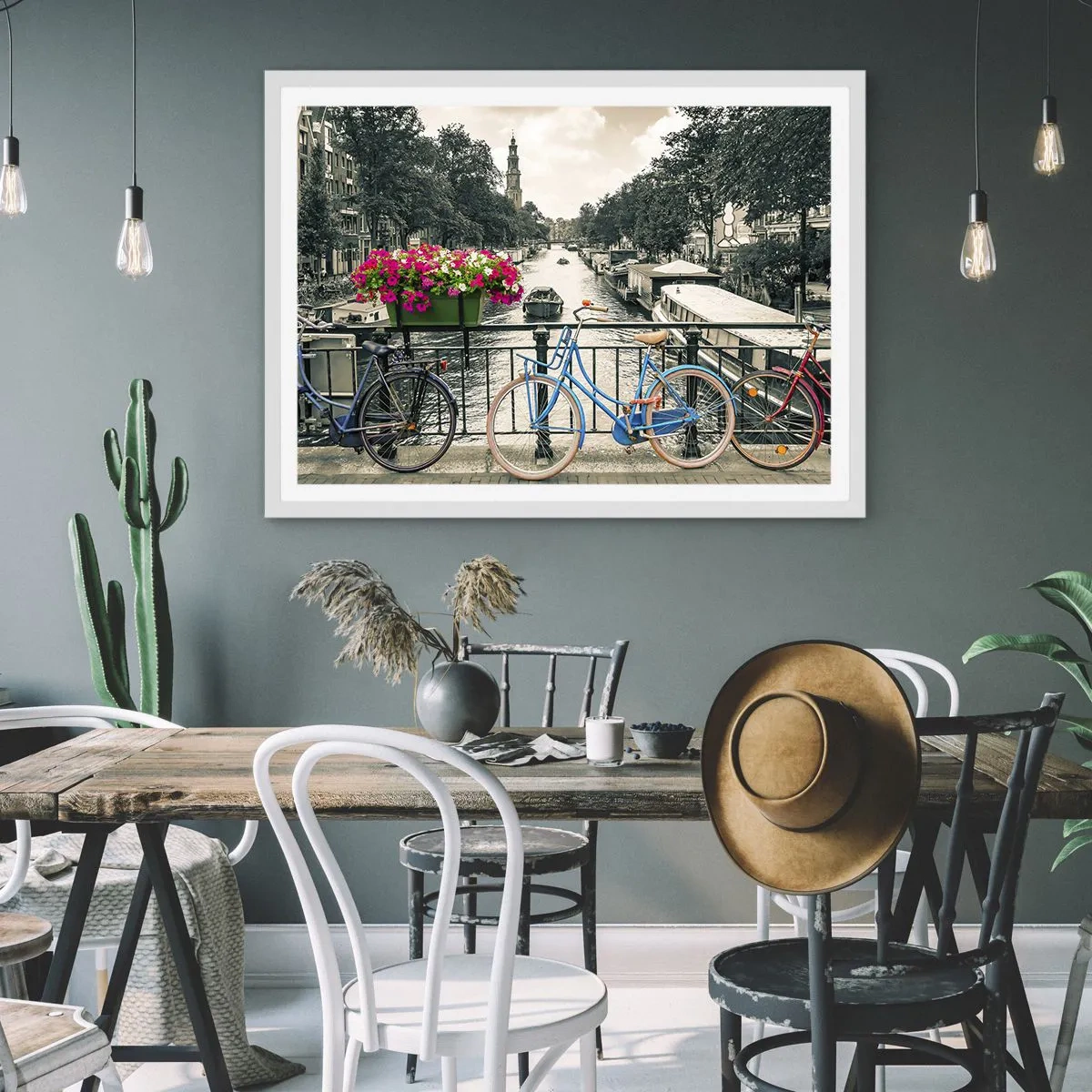 Poster in einem weißen Rahmen - Die Farben der Amsterdamer Straße - 100x70 cm