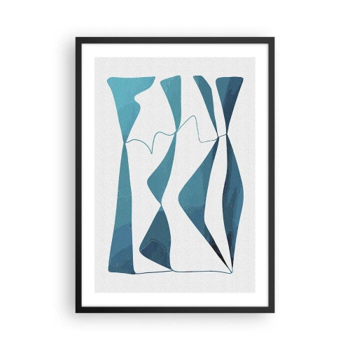 Poster in einem schwarzem Rahmen - Eine abstrakte Komposition in Blautönen mit dynamischen Linien. - 50x70cm - Abstraktion: türkisfarbene Verbindung - Moderne Wanddekoration für Wohnzimmer und Schlafzimmer ARTTOR