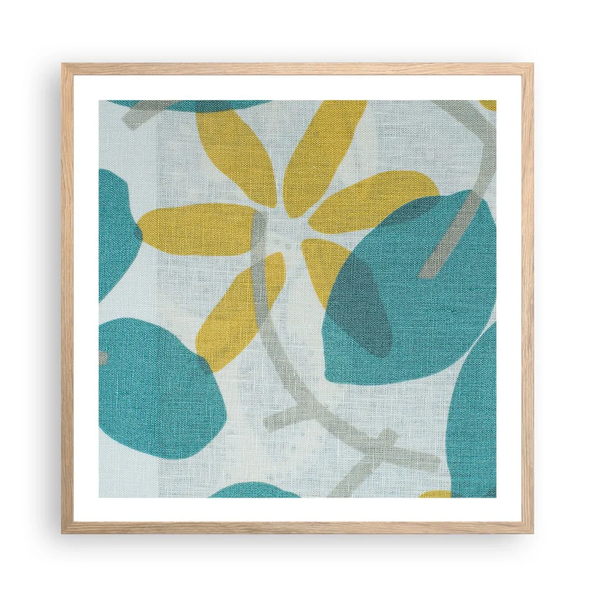 Poster in einem Rahmen aus heller Eiche - Unter den azurblauen Blättern - 60x60 cm