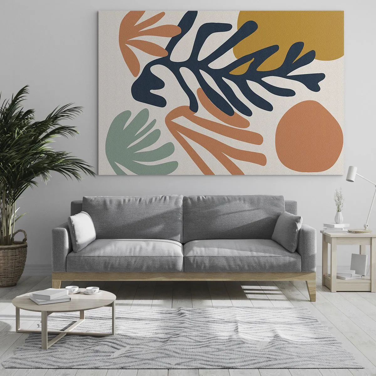 Glasbild - Bild auf glas - Farbenfrohe Grafiken mit Pflanzen- und Korallenmotiven - 100x70cm - Korallenmeere - Moderne Wanddekoration für Wohnzimmer und Schlafzimmer ARTTOR