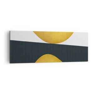 Bild auf Leinwand - Leinwandbild - Geometrische Formen in Gold auf weißem und dunklem Hintergrund - 140x50cm - Erstens: Gold - Moderne Wanddekoration für Wohnzimmer und Schlafzimmer ARTTOR