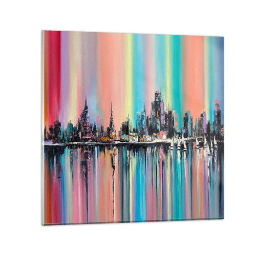 Glasbild - Bild auf glas - Um das Licht der Nacht herunterzufallen - 60x60 cm