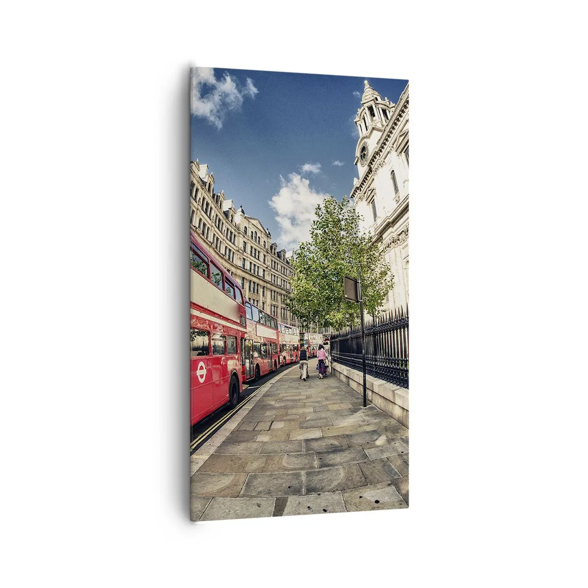 Bild auf Leinwand - Leinwandbild - Londoner Straße in Grau und Rot - 65x120 cm