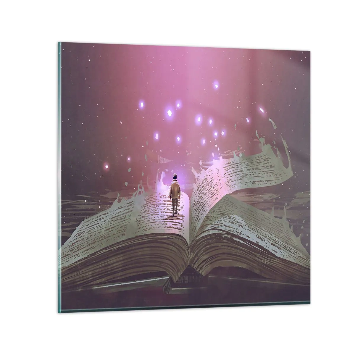 Glasbild - Bild auf glas - Einladung in eine andere Welt - lesen Sie! - 40x40 cm