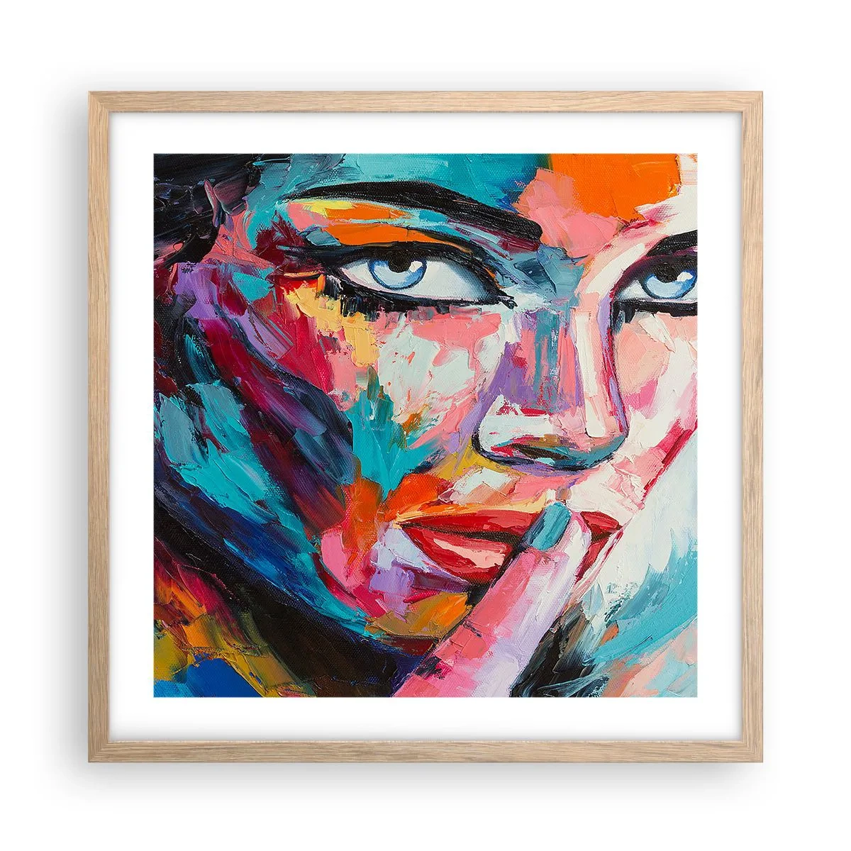 Poster in einem Rahmen aus heller Eiche - Unser erstes Geheimnis - 50x50 cm