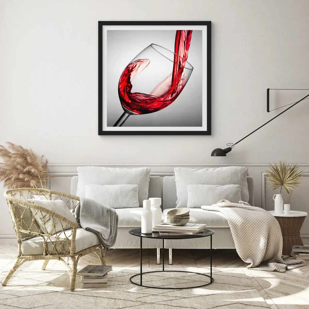 Poster in einem schwarzem Rahmen - Farbe – Bewegung – Klang - 60x60 cm