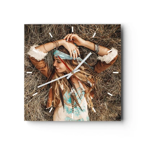 Wanduhr - Glasuhr - Auf dem Weg in den Sommer der Liebe - 40x40 cm