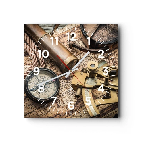 Wanduhr - Glasuhr - Setze Sie einen Kurs - 30x30 cm