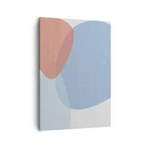 Bild auf Leinwand - Leinwandbild - Eine abstrakte Komposition in Pastelltönen von Blau und Rosa mit organischen Formen. - 50x70cm - Pastellbeziehungen - Moderne Wanddekoration für Wohnzimmer und Schlafzimmer ARTTOR