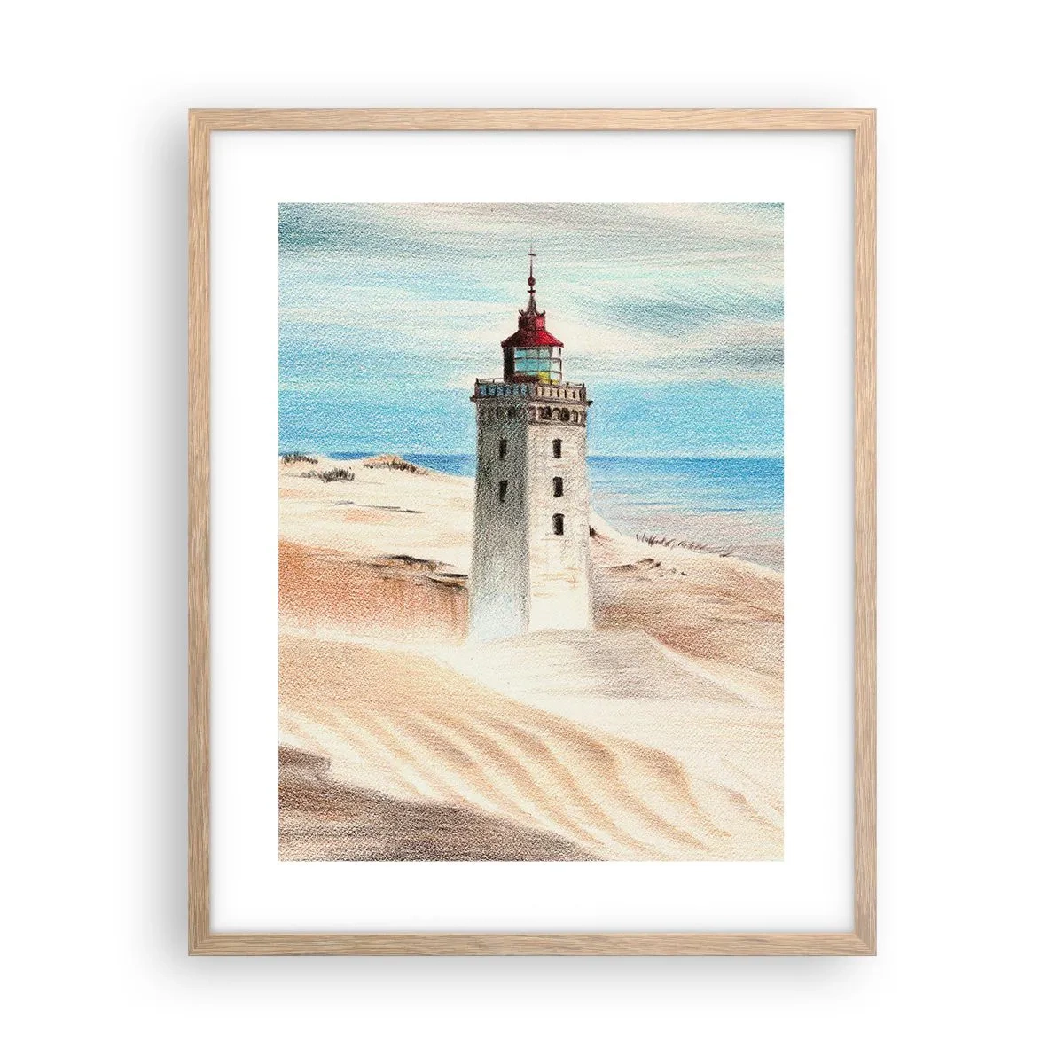 Poster in einem Rahmen aus heller Eiche - Immer aufs Meer starrend - 40x50 cm