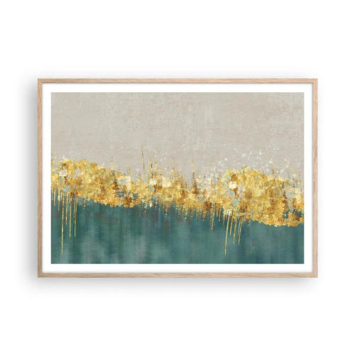 Poster in einem Rahmen aus heller Eiche - Goldener Rand - 100x70 cm