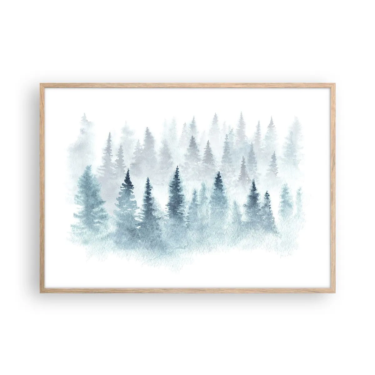 Poster in einem Rahmen aus heller Eiche - In Nebel gehüllt - 100x70 cm