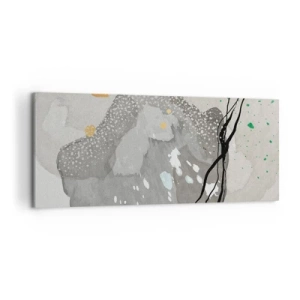 Bild auf Leinwand - Leinwandbild - Organische Formen in Grautönen mit Akzenten in Schwarz und Gold - 120x50cm - Organische Komposition - Moderne Wanddekoration für Wohnzimmer und Schlafzimmer ARTTOR