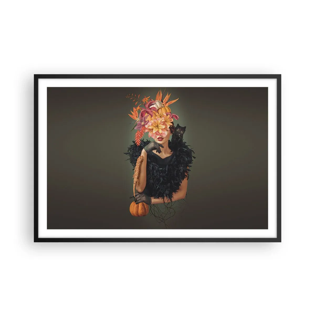 Poster in einem schwarzem Rahmen - Der Zauber einer Hexe - 91x61 cm