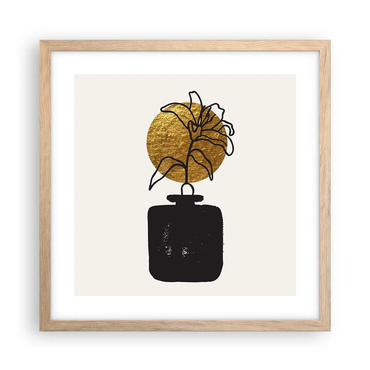 Poster in einem Rahmen aus heller Eiche - Schönheit ist Gold wert - 40x40 cm