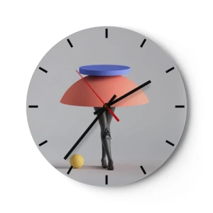 Wanduhr - Glasuhr - Eine abstrakte Figur aus geometrischen Formen und menschlichen Beinen. - 30x30cm - Surrealistische Komposition - Moderne Wanddekoration für Wohnzimmer, Küche und Schlafzimmer ARTTOR