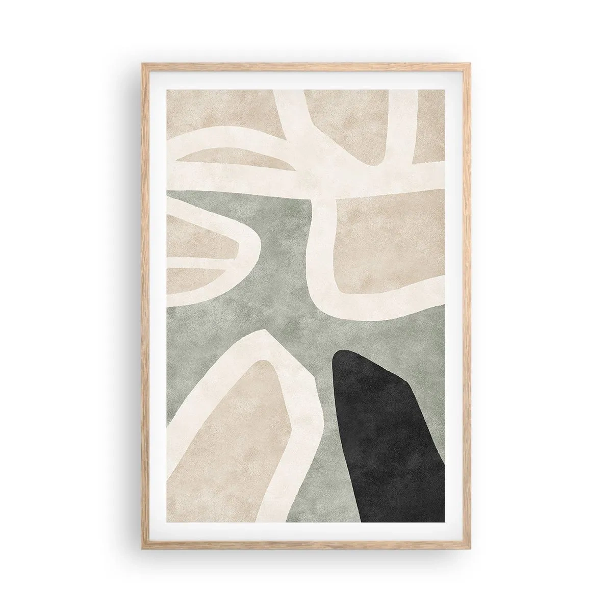 Poster in einem Rahmen aus heller Eiche - Komposition mit schwarzem Motiv - 61x91 cm