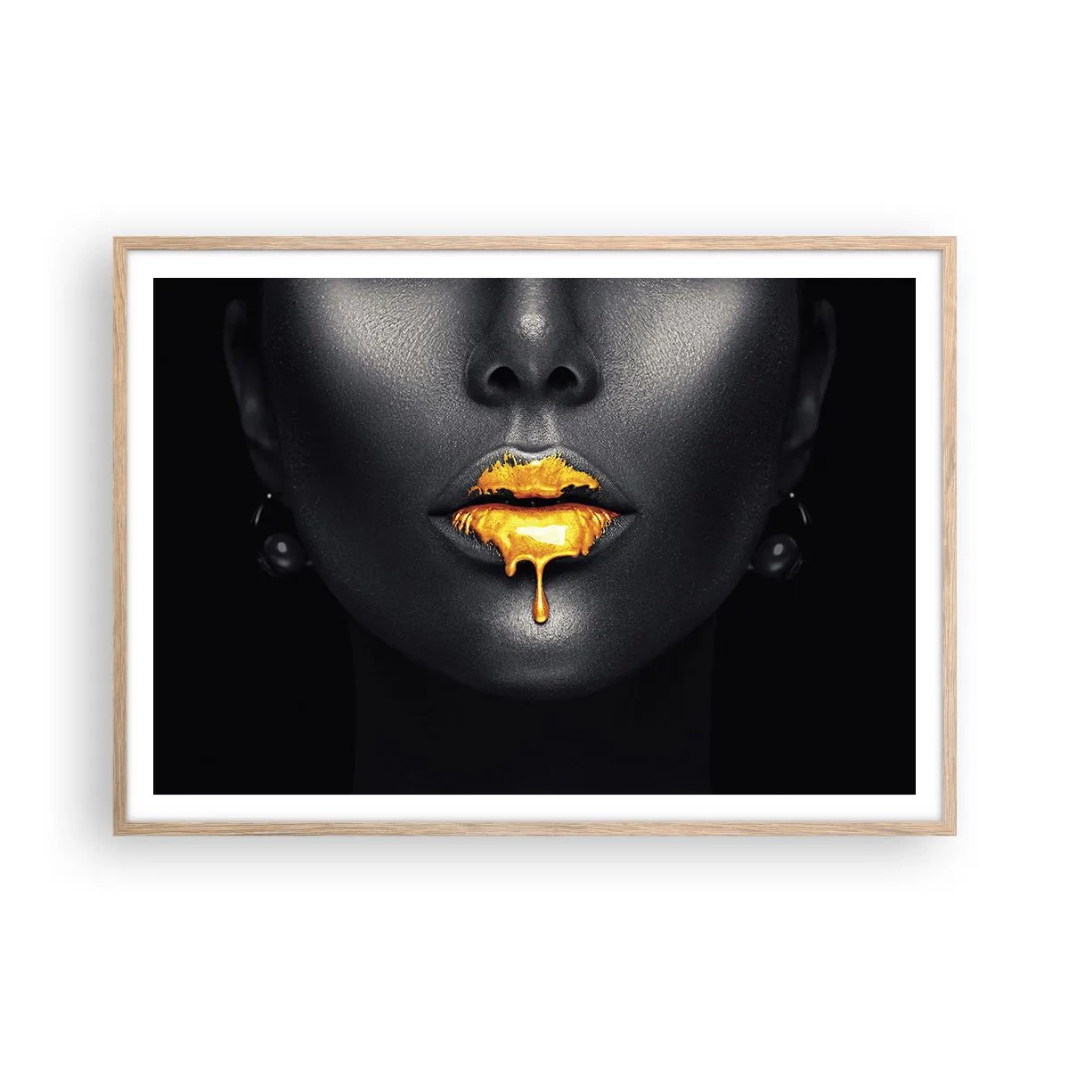 Poster in einem Rahmen aus heller Eiche - Goldmaul - 100x70 cm