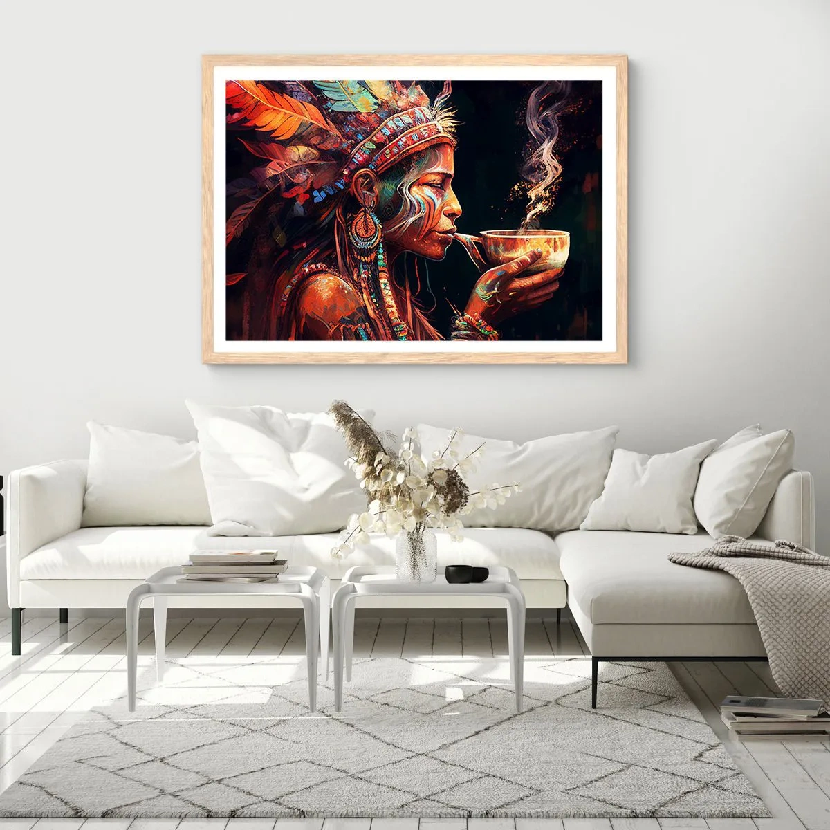 Poster in einem Rahmen aus heller Eiche - Magisches Ritual - 91x61 cm