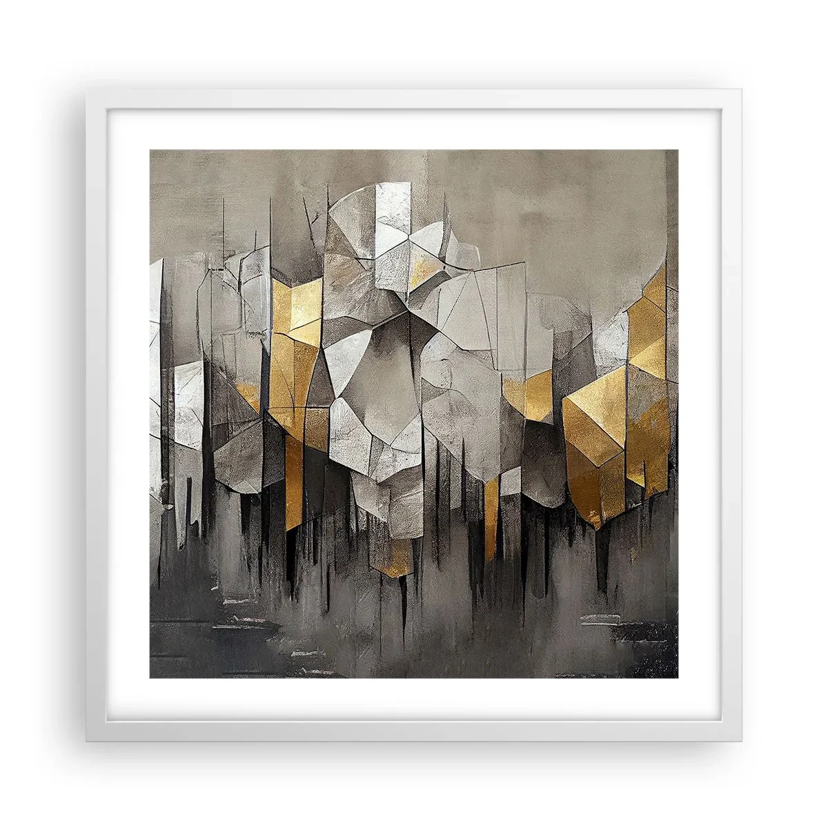 Poster in einem weißen Rahmen - Komposition aus Eis und Licht - 50x50 cm