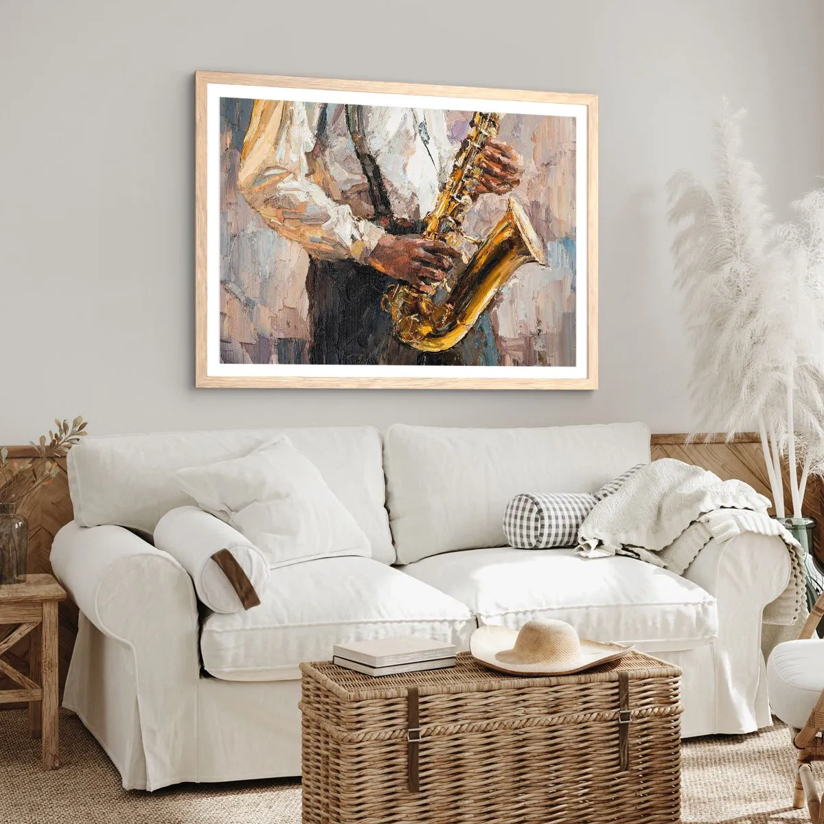 Poster in einem Rahmen aus heller Eiche - Zeit fürs Solo - 40x30 cm