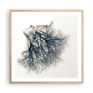 Poster in einem Rahmen aus heller Eiche - Dem Rauschen der Bäume lauschen - 60x60 cm