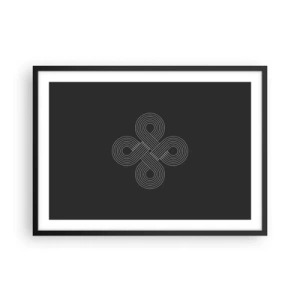 Poster in einem schwarzem Rahmen - Keltisches Muster im minimalistischen Stil auf schwarzem Hintergrund - 70x50cm - Im keltischen Geist - Moderne Wanddekoration für Wohnzimmer und Schlafzimmer ARTTOR