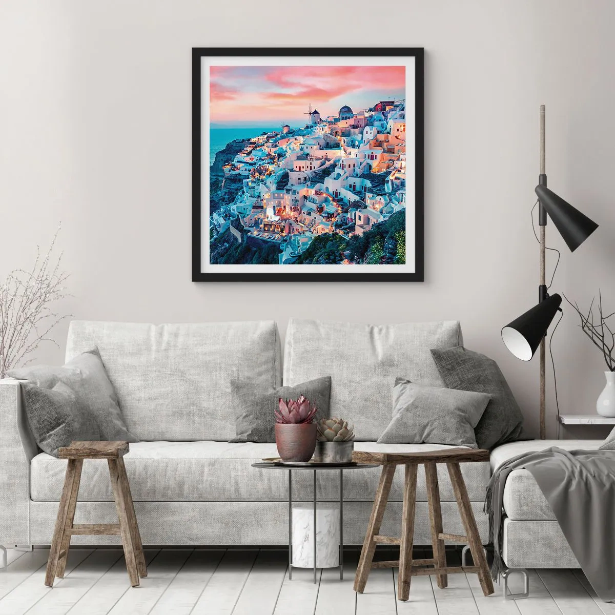 Poster in einem schwarzem Rahmen - Dein toller griechischer Urlaub - 60x60 cm