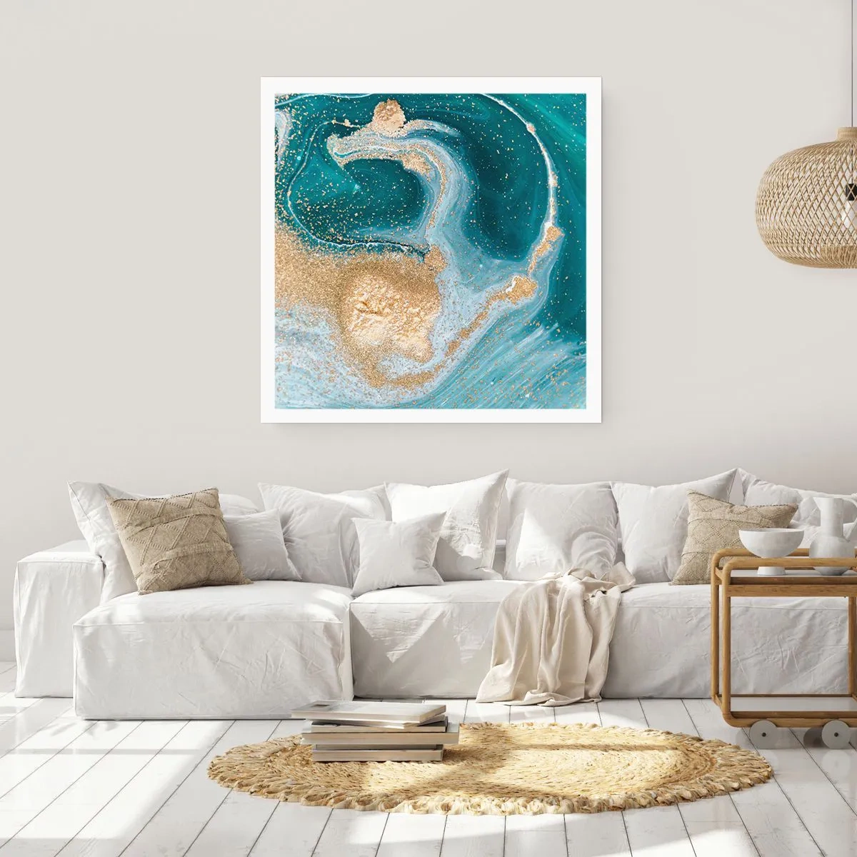 Poster - Ein Strudel aus Gold und Türkis - 50x50 cm