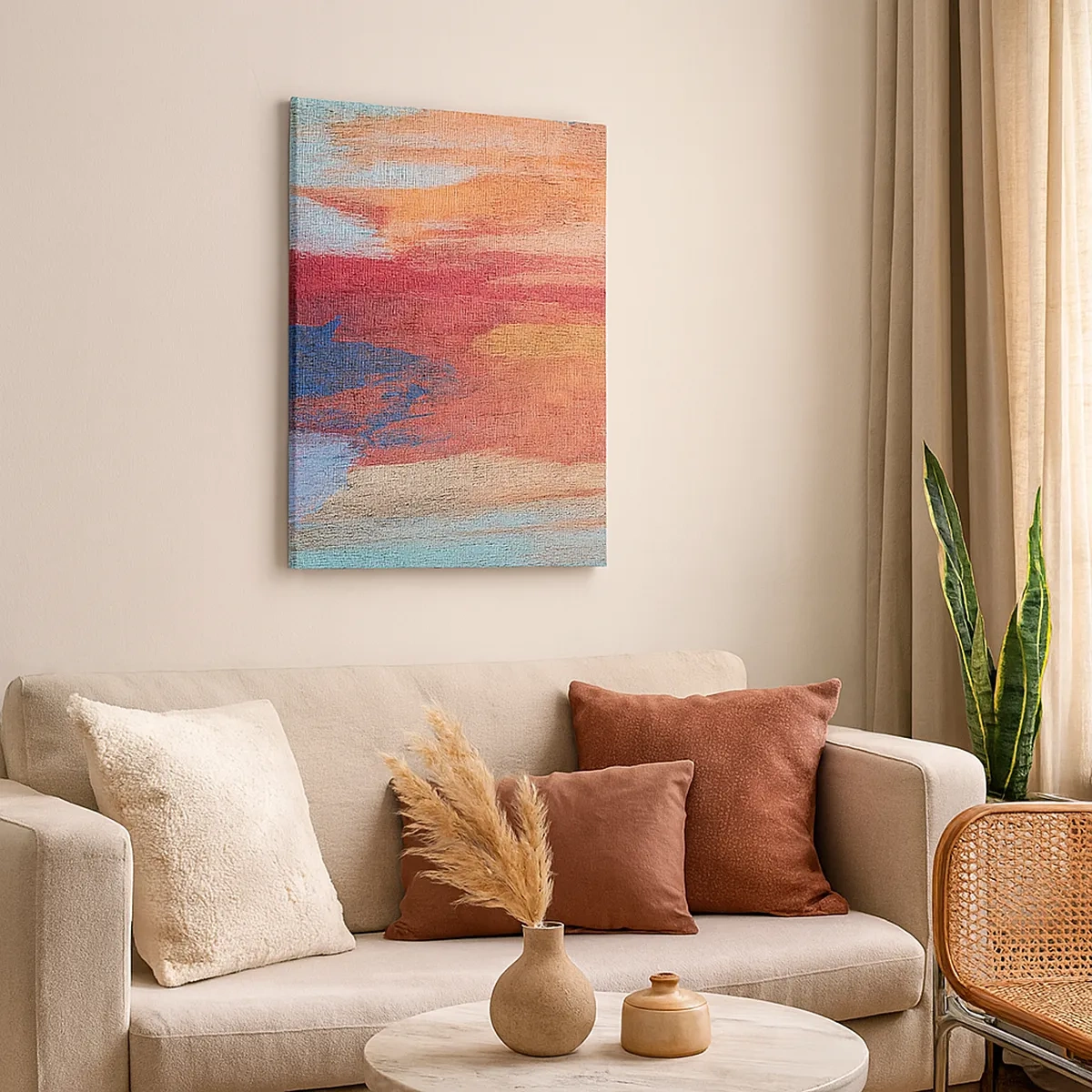 Bild auf Leinwand - Leinwandbild - Bunte abstrakte Pinselstriche - 50x70cm - Renne den Regenbogen hinunter - Moderne Wanddekoration für Wohnzimmer und Schlafzimmer ARTTOR