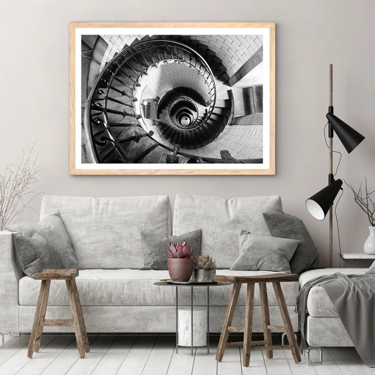 Poster in einem Rahmen aus heller Eiche - Höher und höher - 100x70 cm