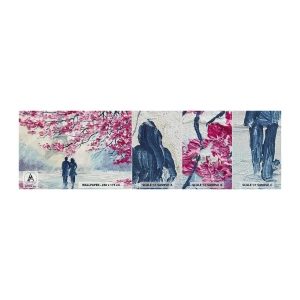 Fototapeten Muster Premium Canvas - Romantischer Spaziergang - Paris, Eiffelturm, Verliebtes Pärchen - 100x30 cm