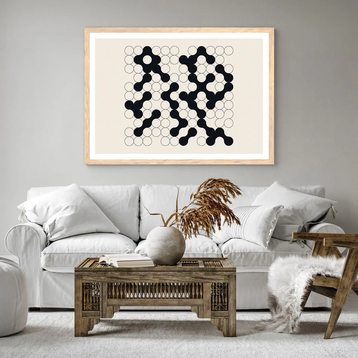 Poster in einem Rahmen aus heller Eiche - Chinesisches Spiel – Variation - 70x50 cm