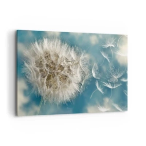 Bild auf Leinwand - Leinwandbild - Ein verwelkter Löwenzahn vor blauem Himmel - 120x80cm - Engelsatem - Moderne Wanddekoration für Wohnzimmer und Schlafzimmer ARTTOR