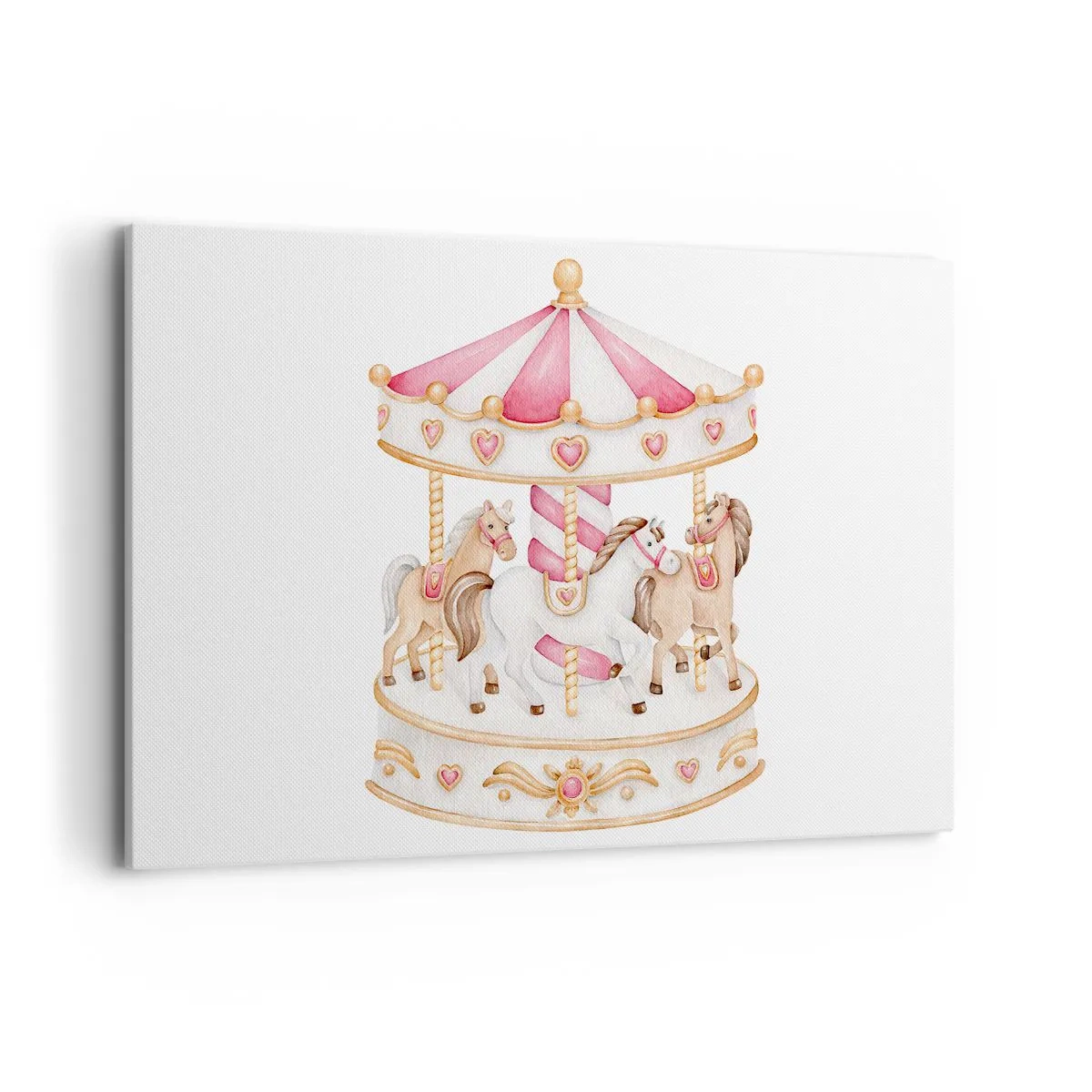 Bild auf Leinwand - Leinwandbild - Buntes Vintage-Karussell mit Pferden - 120x80cm - Süße Welt der Kindheit - Moderne Wanddekoration für Wohnzimmer und Schlafzimmer ARTTOR