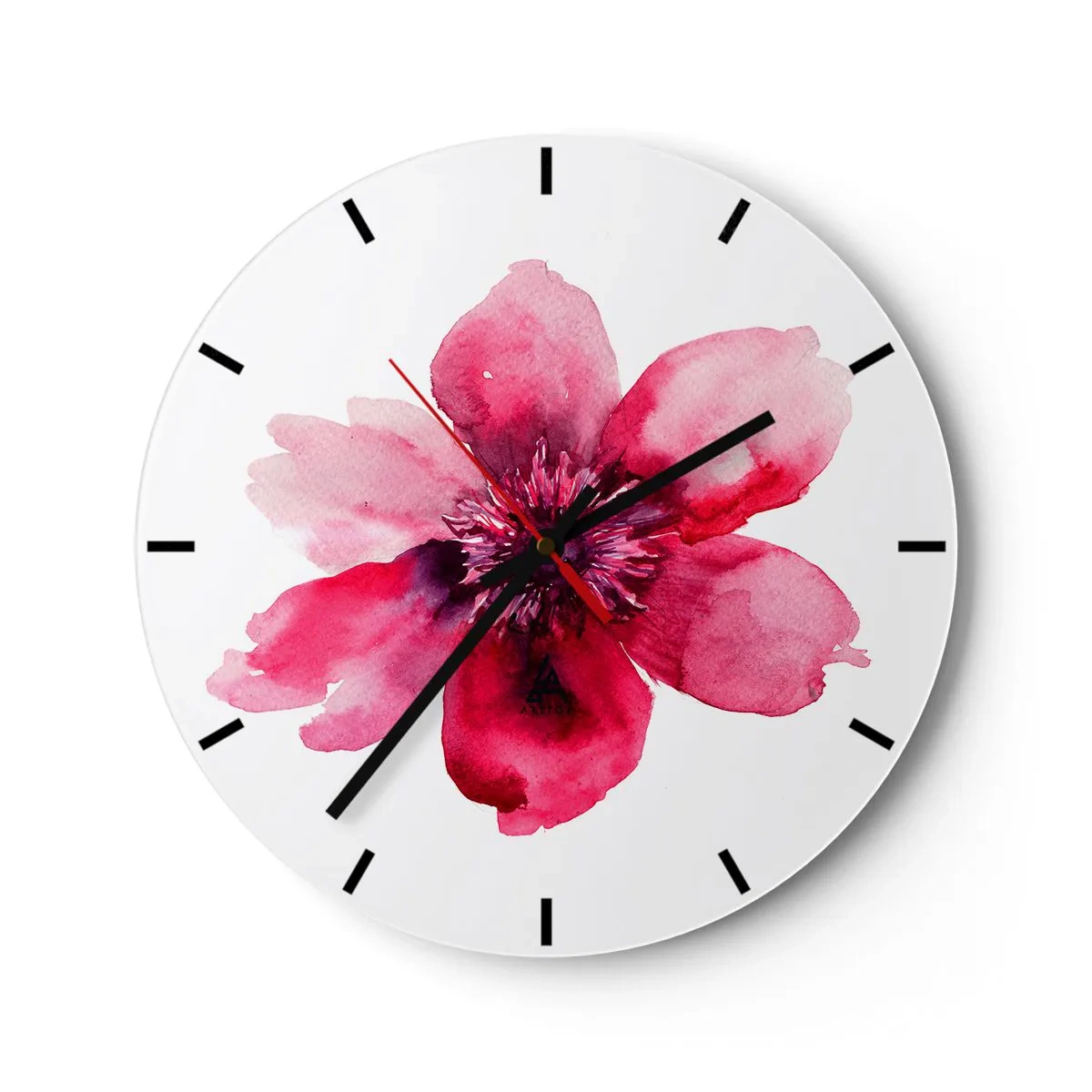 Wanduhr - Glasuhr - Ein nach Karmin duftender Kuss - 40x40 cm