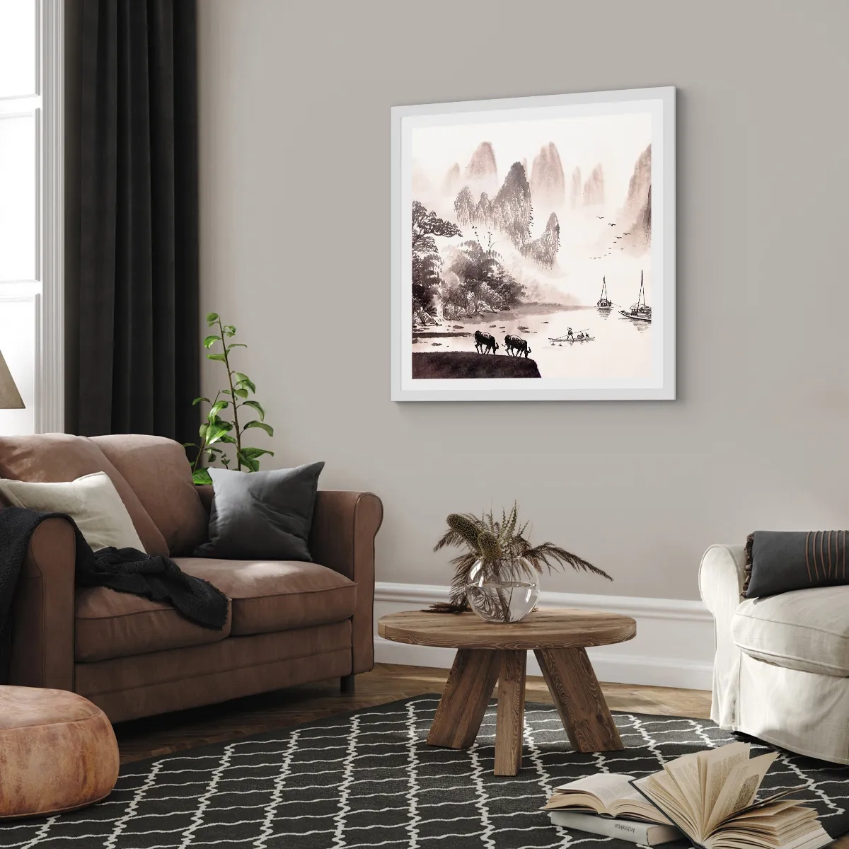 Poster in einem weißen Rahmen - Der exotische Alltag des Ostens - 60x60 cm