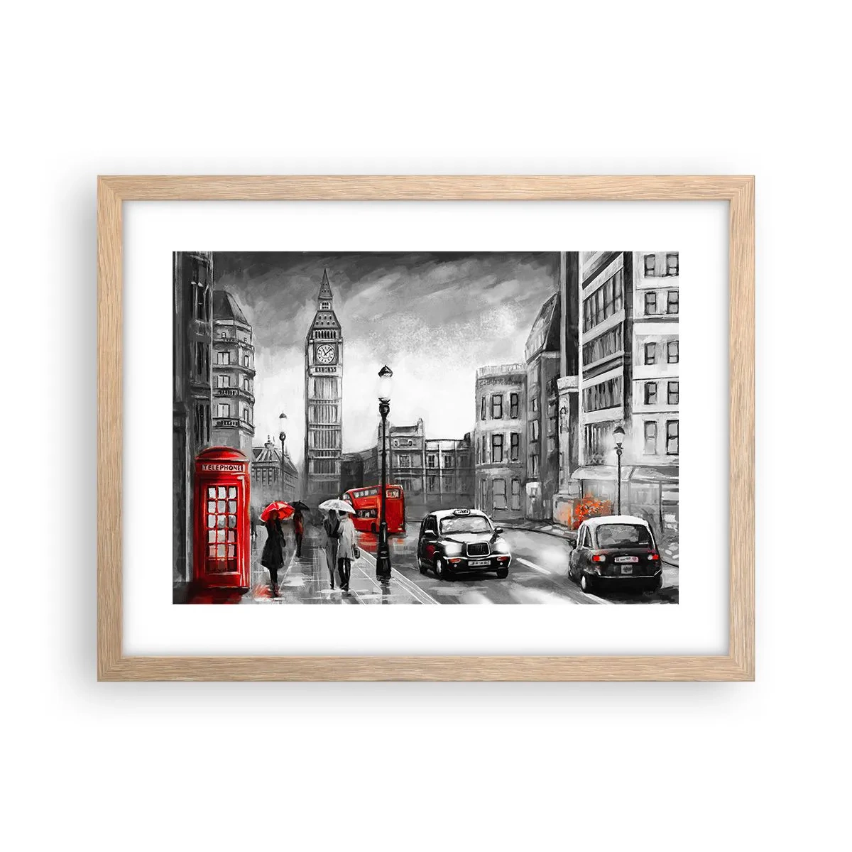 Poster in einem Rahmen aus heller Eiche - Gar keine graue Stadt - 40x30 cm