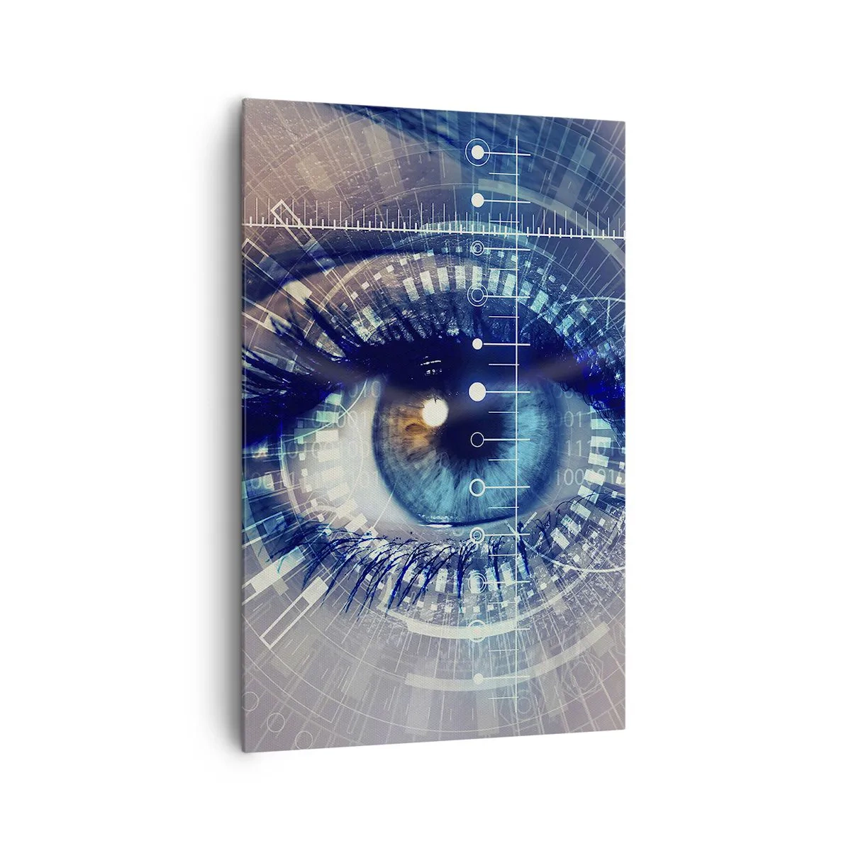 Bild auf Leinwand - Leinwandbild - Ein technologisches Auge mit einer futuristischen Schnittstelle - 80x120cm - Du denkst du kennst mich - Moderne Wanddekoration für Wohnzimmer und Schlafzimmer ARTTOR