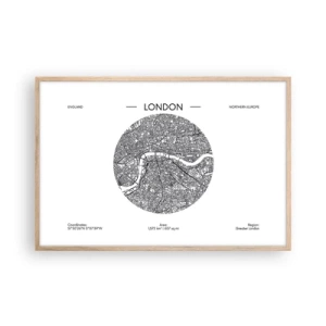 Poster in einem Rahmen aus heller Eiche - Anatomie von London - 91x61 cm